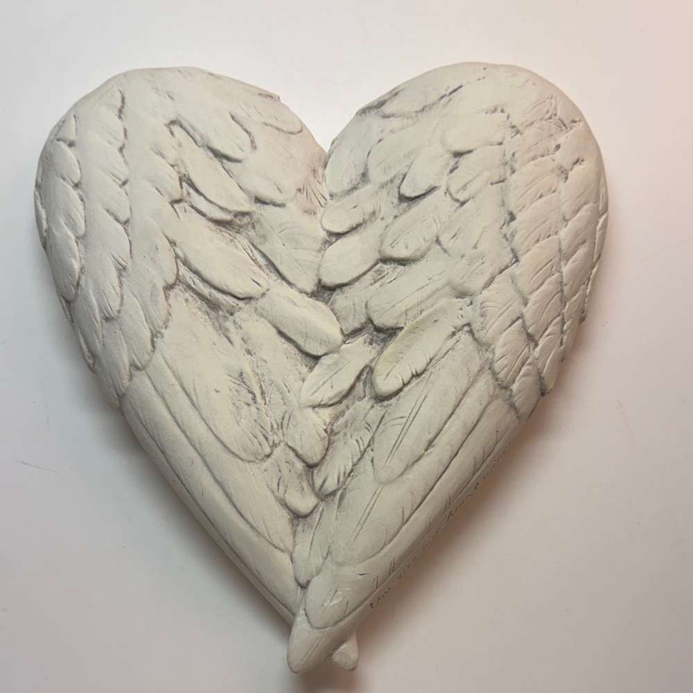 White Angel Wings Heart Wall Plaque